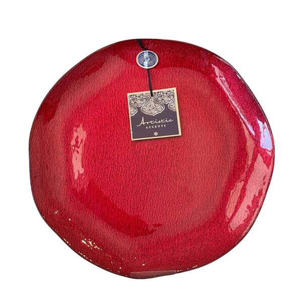 Artistic Accents Red Turkish Glass Charger Plate 13in Christmas Holiday New - Picture 5 of 10